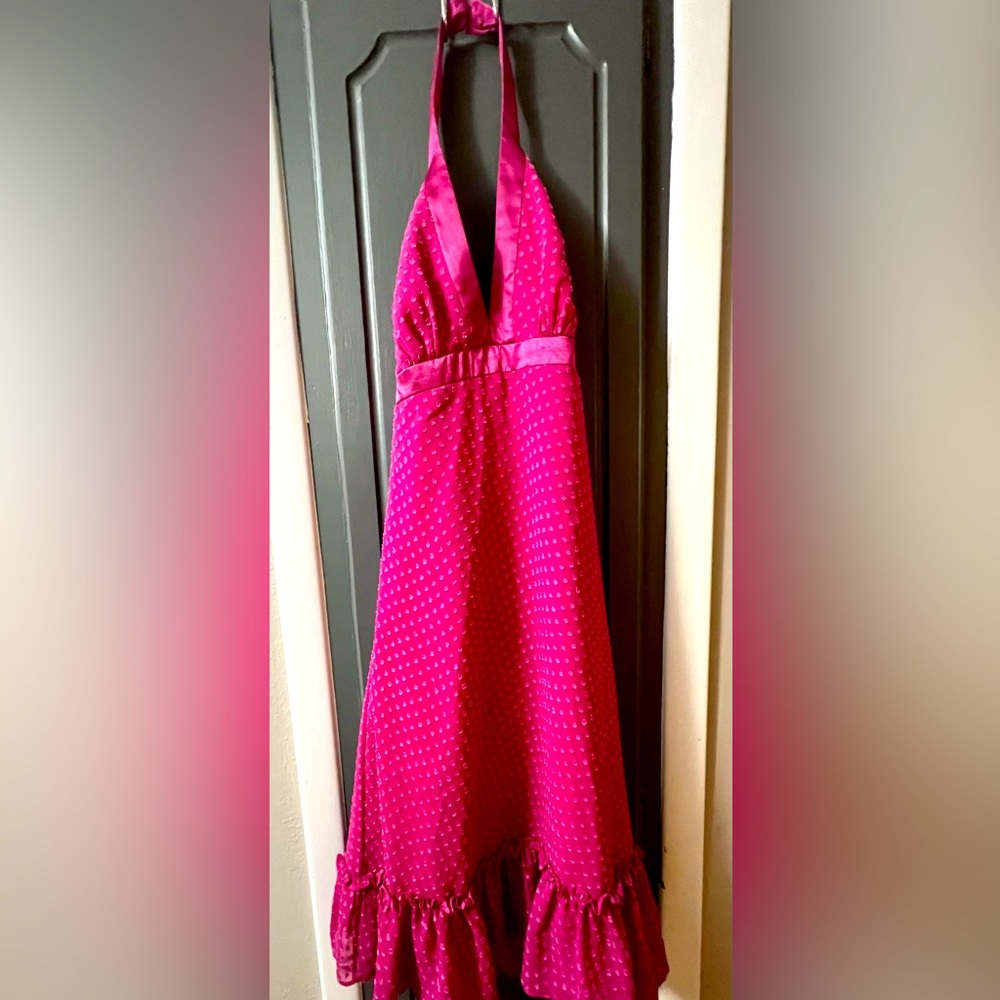 David’s Bridal Halter Dress Ruffle Bottom Size 2